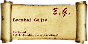 Bacskai Gejza névjegykártya